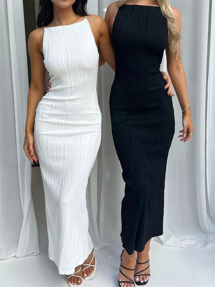French Vintage Floral Midi Dress - Sexy Women Long Dress Ruched Sleeveless