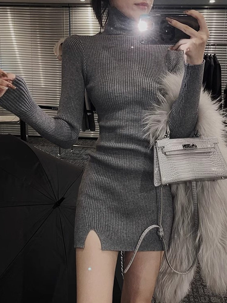Women Bodycon Mini Knit Dress  - Bodycon Long Sleeve Ribbed Dress review and price