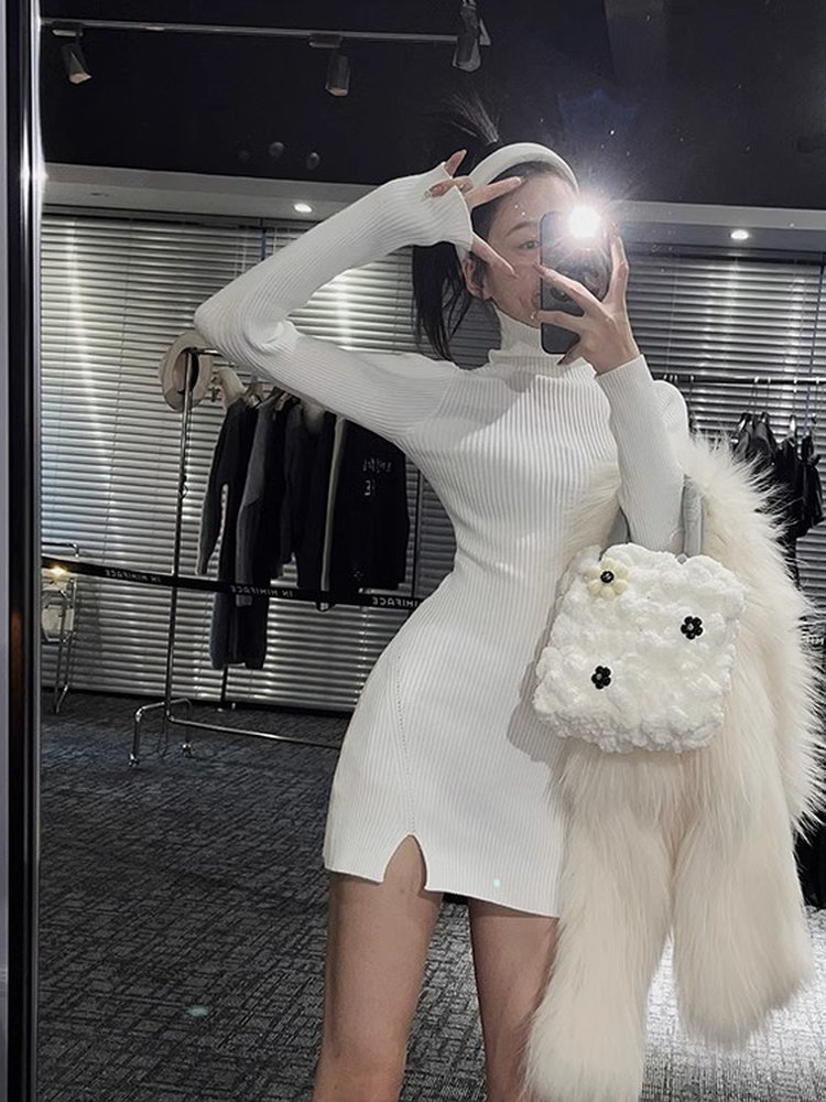 Women Bodycon Mini Knit Dress  - Bodycon Long Sleeve Ribbed Dress review and price
