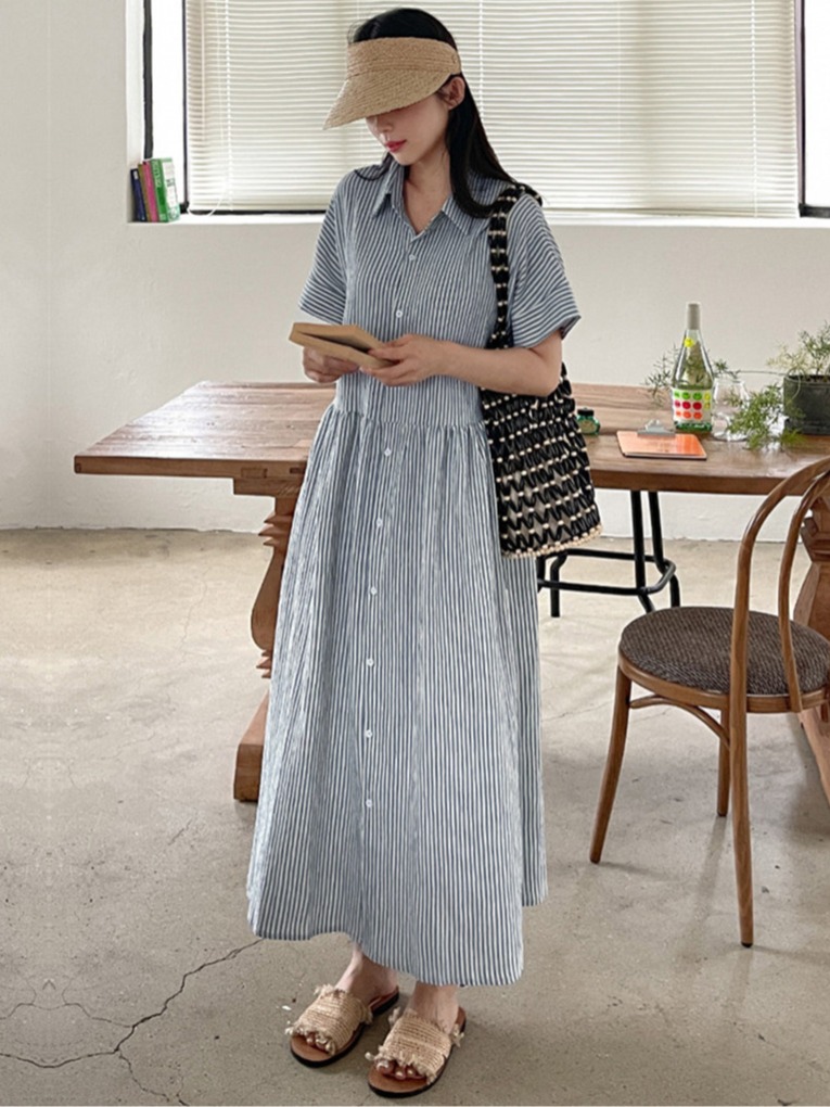Retro Korean Style Loose Fit S - Korean Style A Line Shirt Dress review and price