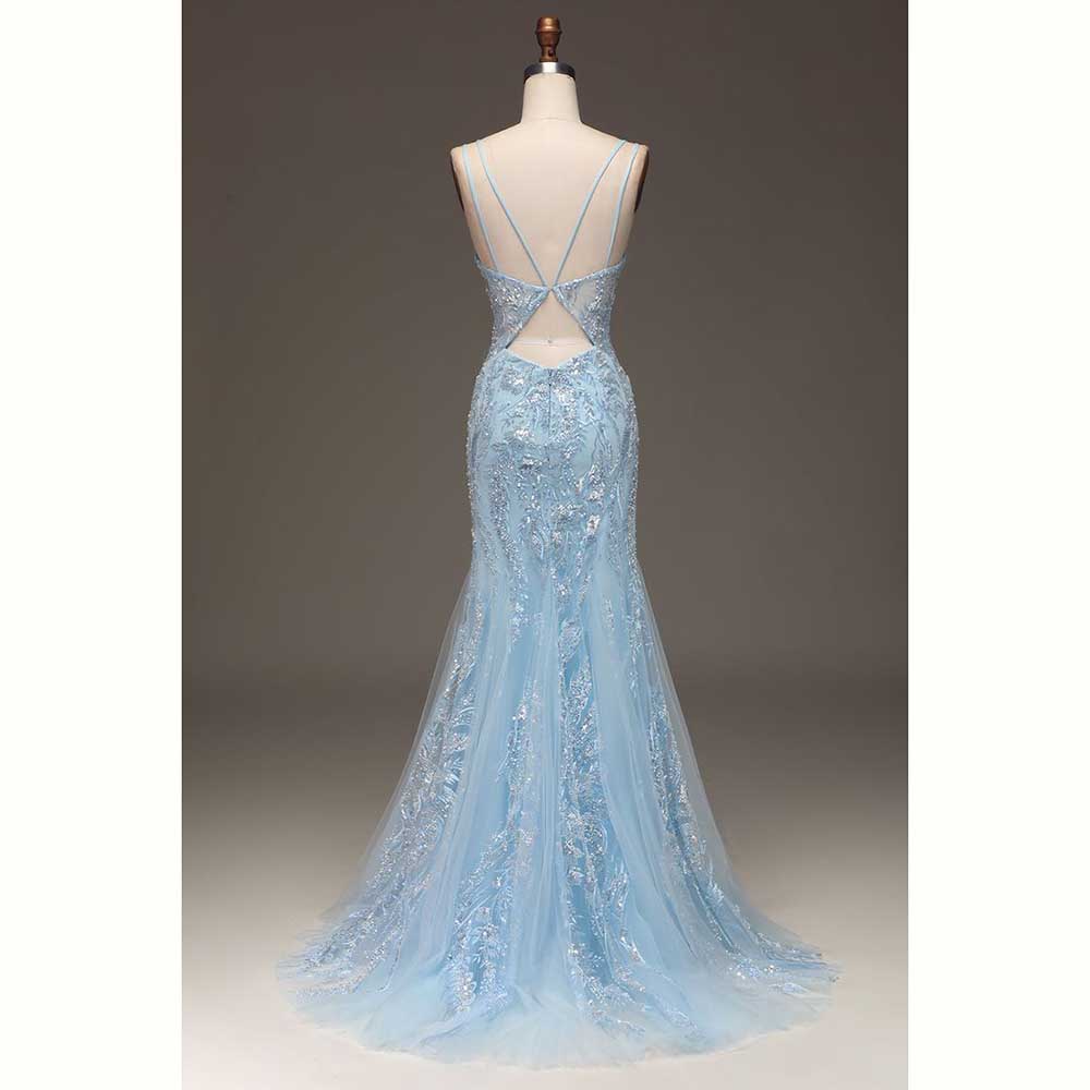 Elegant Light Blue Satin Women - Elegant Satin Evening Gown Split review and price