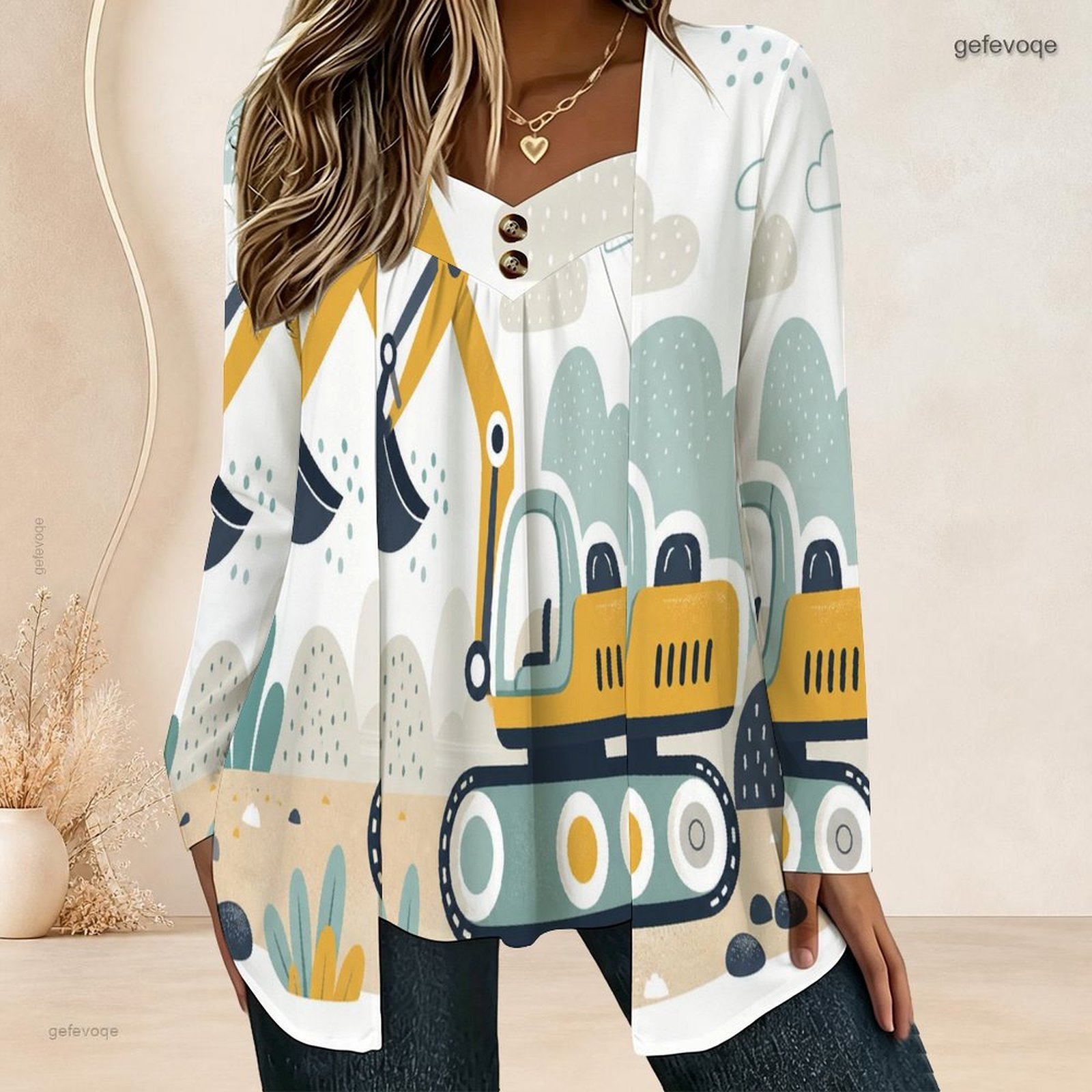 Women Fake Two Piece Long Slee - Blouses review and price