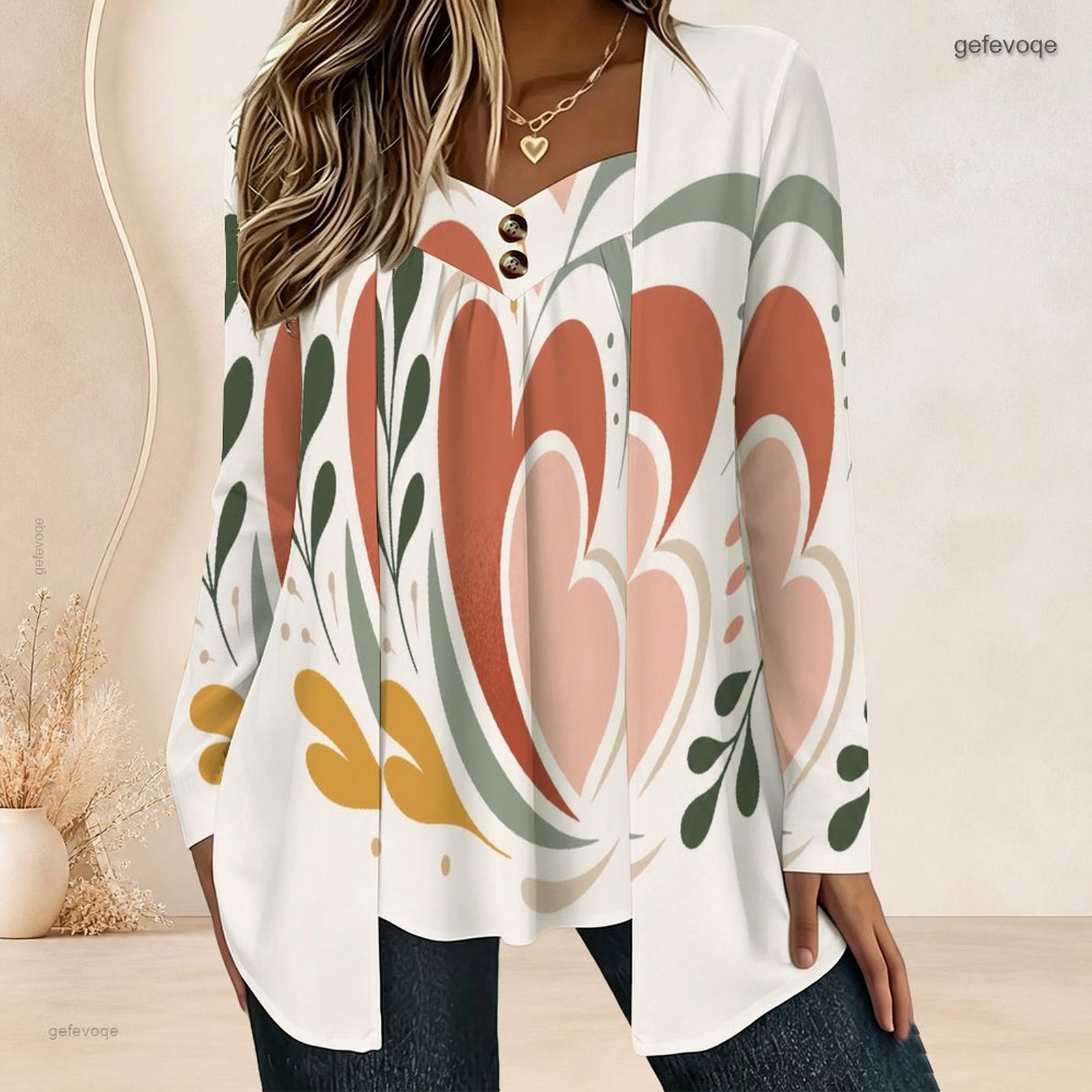 Women Fake Two Piece Long Slee - Blouses review and price