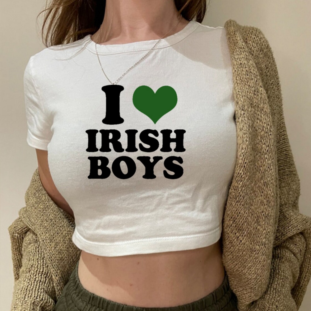 I Love Irish Boys Hip Hop Grap - Y2K Graphic Baby Tee Crop review and price