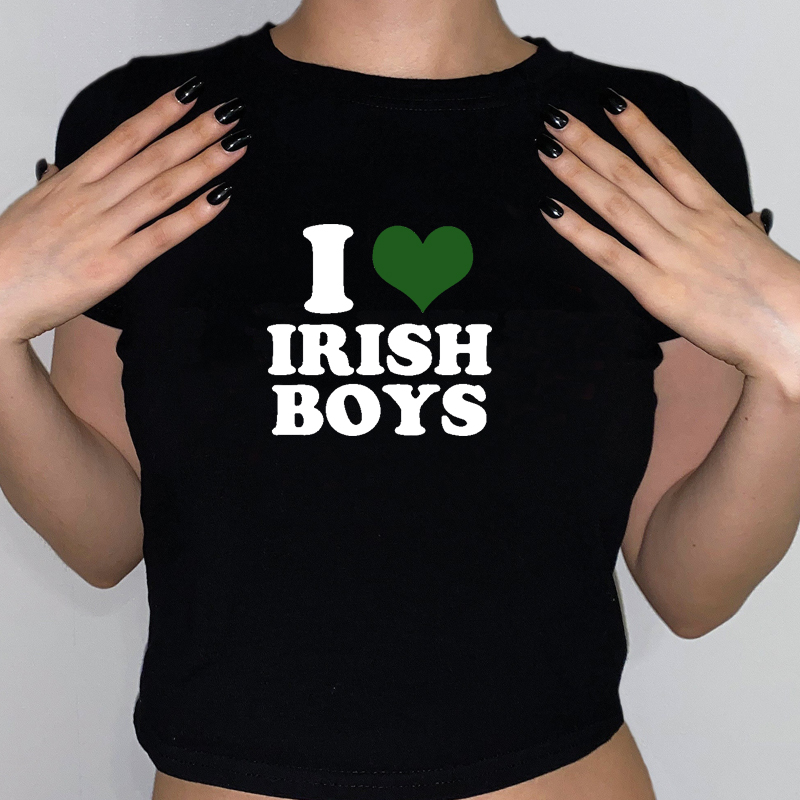 I Love Irish Boys Hip Hop Grap - Y2K Graphic Baby Tee Crop review and price