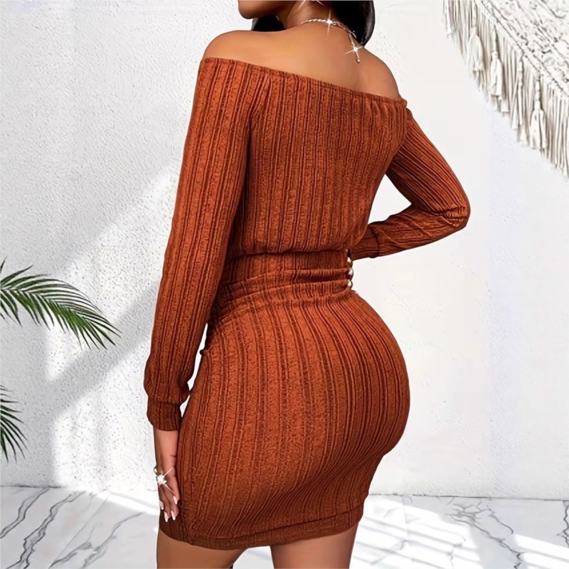 Women's Fashion Dress Spring A - Bodycon Long Sleeve Ribbed Dress review and price