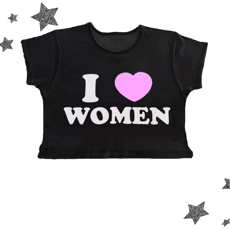 Sexy Kawayii Letter I LOVE WOM - Y2K Graphic Baby Tee Crop review and price