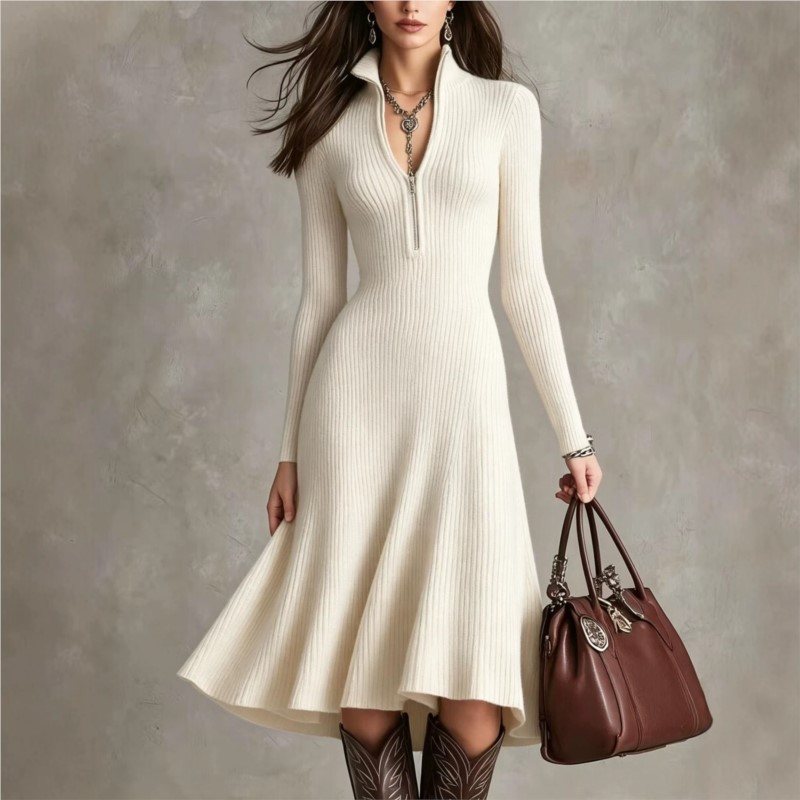 Women Ribbed Knit Midi Dress A - Bodycon Long Sleeve Ribbed Dress review and price