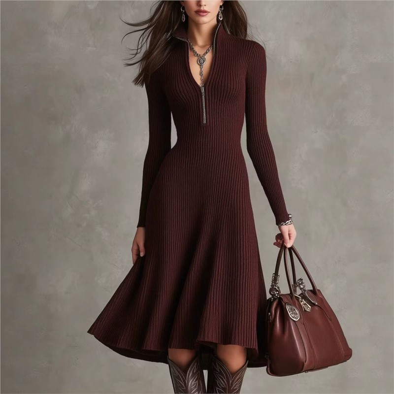 Women Ribbed Knit Midi Dress A - Bodycon Long Sleeve Ribbed Dress review and price