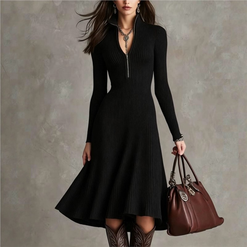 Women Ribbed Knit Midi Dress A - Bodycon Long Sleeve Ribbed Dress review and price