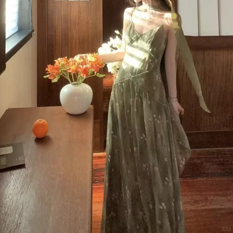 2025 New Vintage Elegant Frenc - French Vintage Floral Midi Dress review and price
