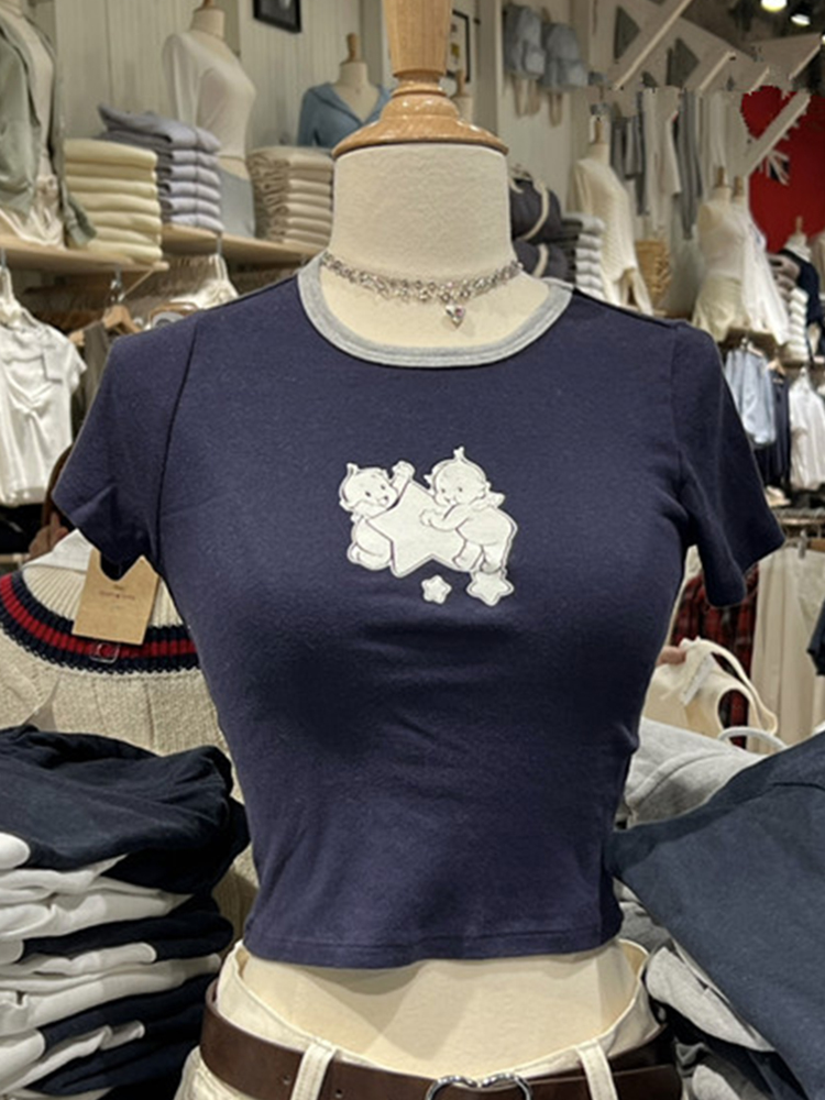 Angel Baby Graphic Slim T-shir - Y2K Graphic Baby Tee Crop review and price